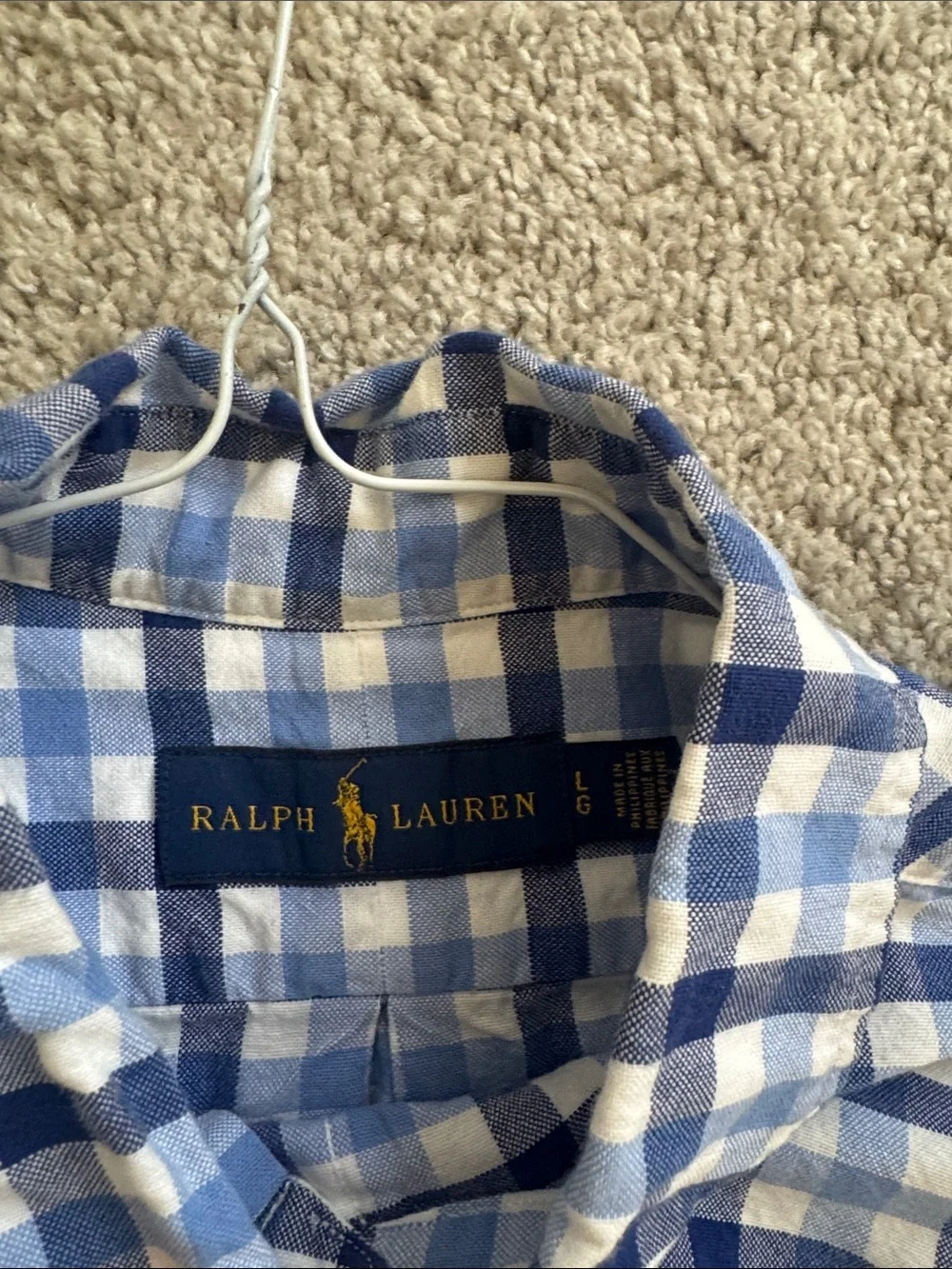 Polo by Ralph Lauren Blue and White Gingham Button-Down Shirt